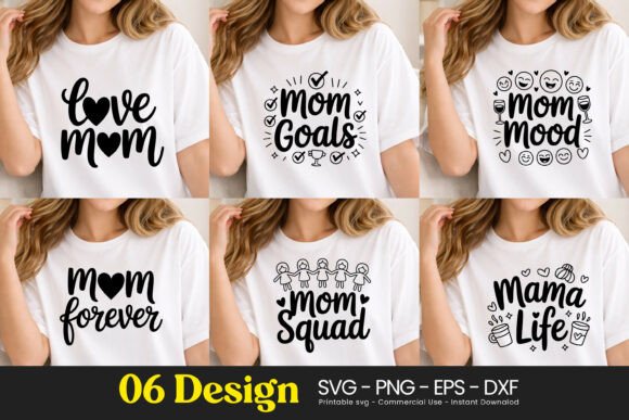 Love Mom Goals Mood Quotes SVG PNG