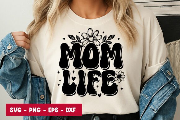 Mom Life Floral Typography SVG PNG