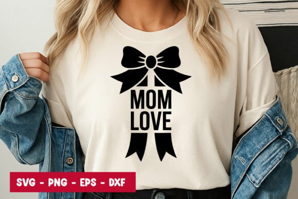 Mom Love Ribbon Typography SVG PNG