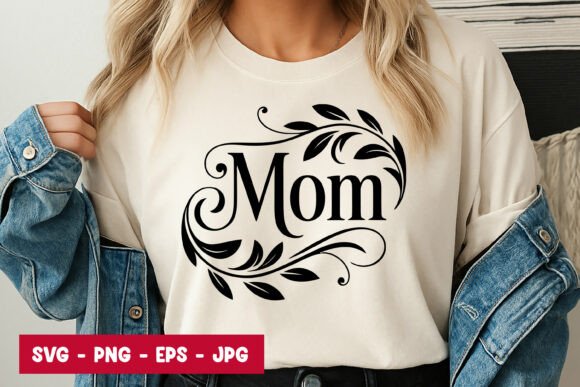 Mom Script Floral Typography SVG PNG