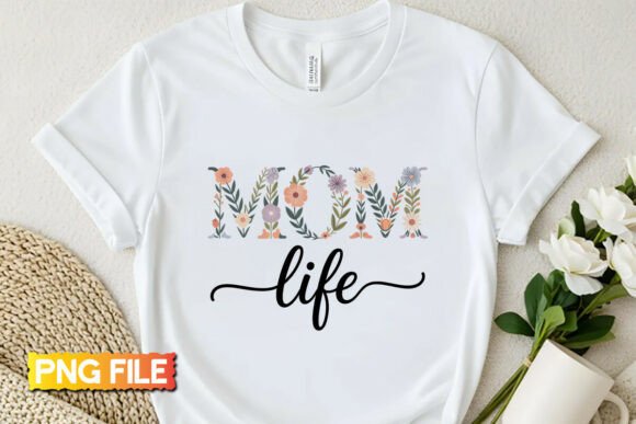Retro Floral Mom Life PNG